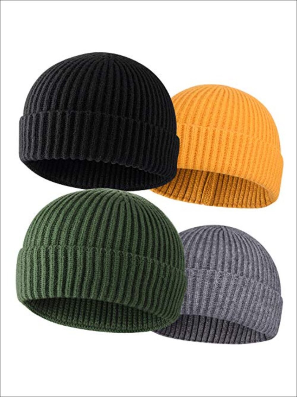 Wool Fisherman Beanie Knit Short Watch Cap Winter Warm Hat